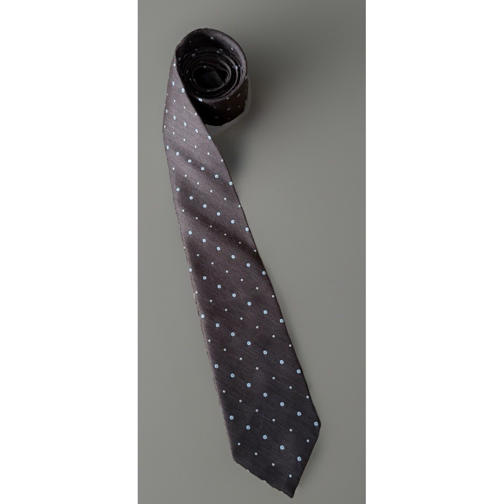 Pirelli Collection Neckwear Tie Brown White Micro Dot Pattern Polyester JBHS
